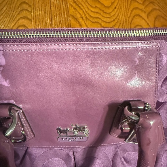 Coach Madison Sabrina Satchel Handbag in Purple Op Art *Flawed* - Picture 13 of 15